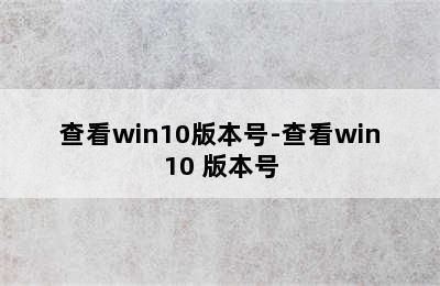 查看win10版本号-查看win10 版本号